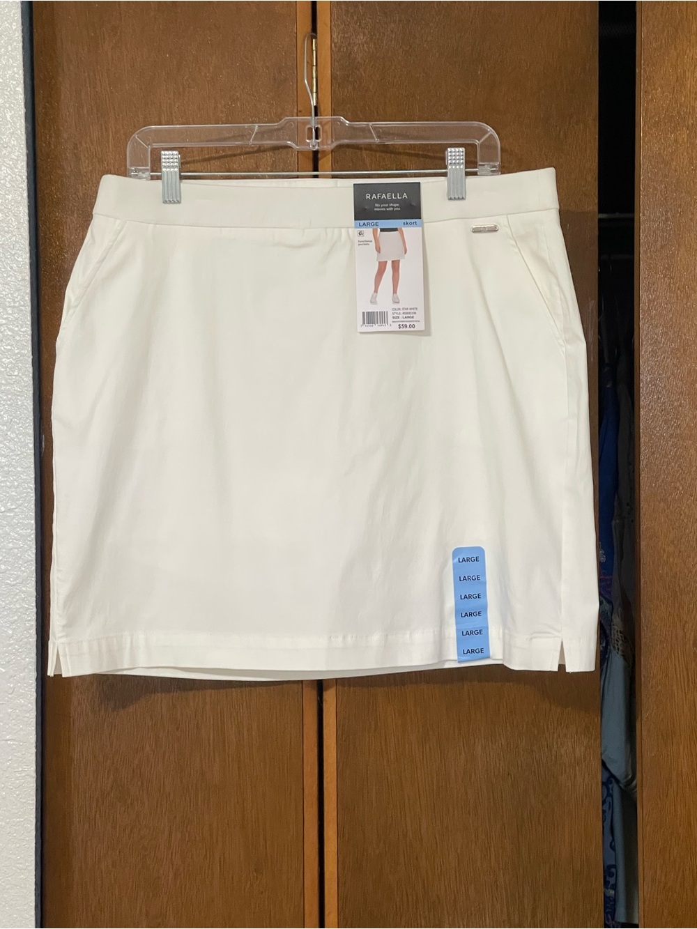 Rafaella White Stretch Skort  NWT Self Lining  size Large